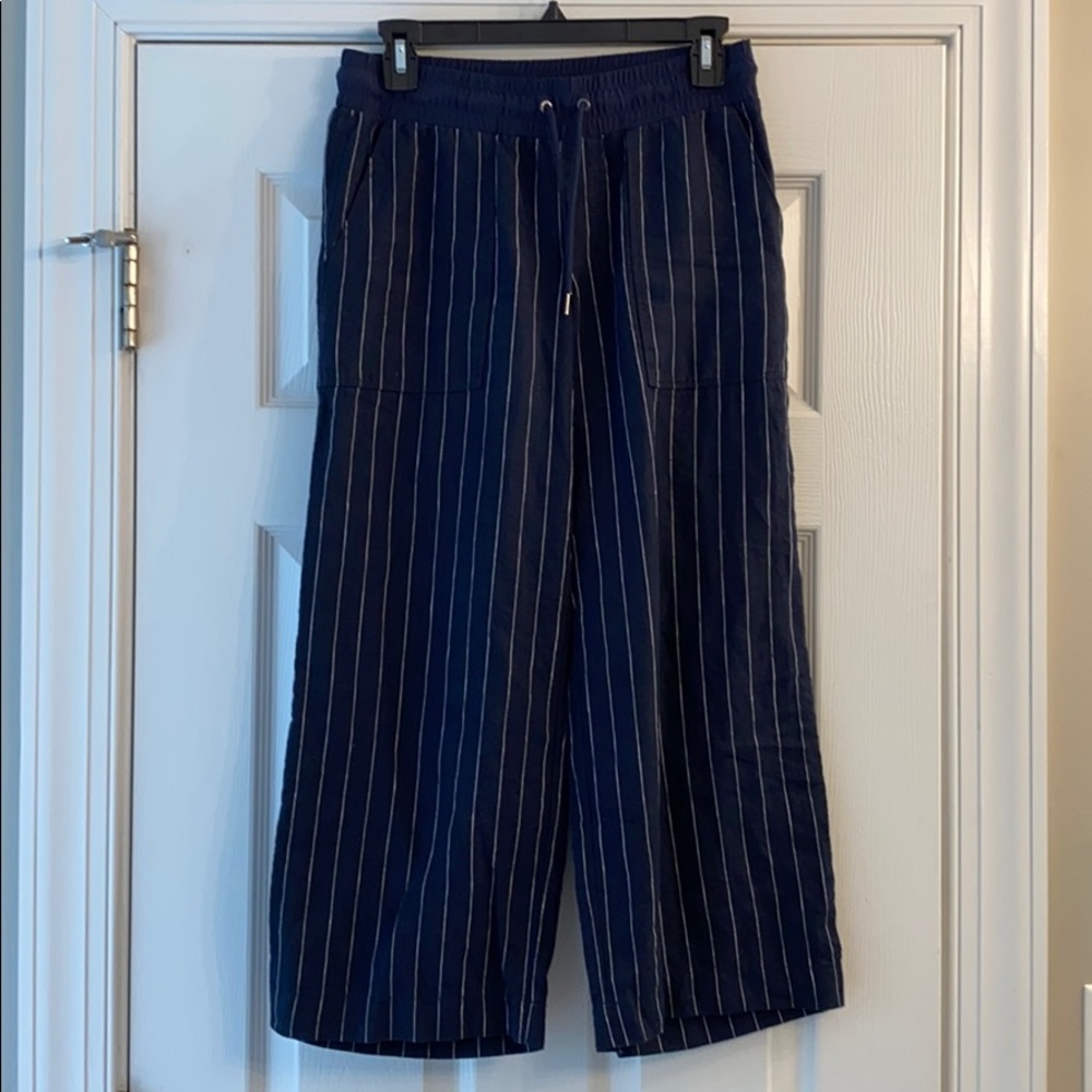 Athleta Stripe Bali Linen Crop Pant